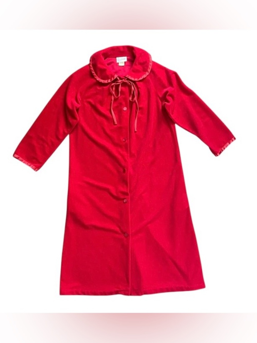 Vintage 1970s JCPenney Misses Robe Velour with Satin Trim Women’s 12 Red